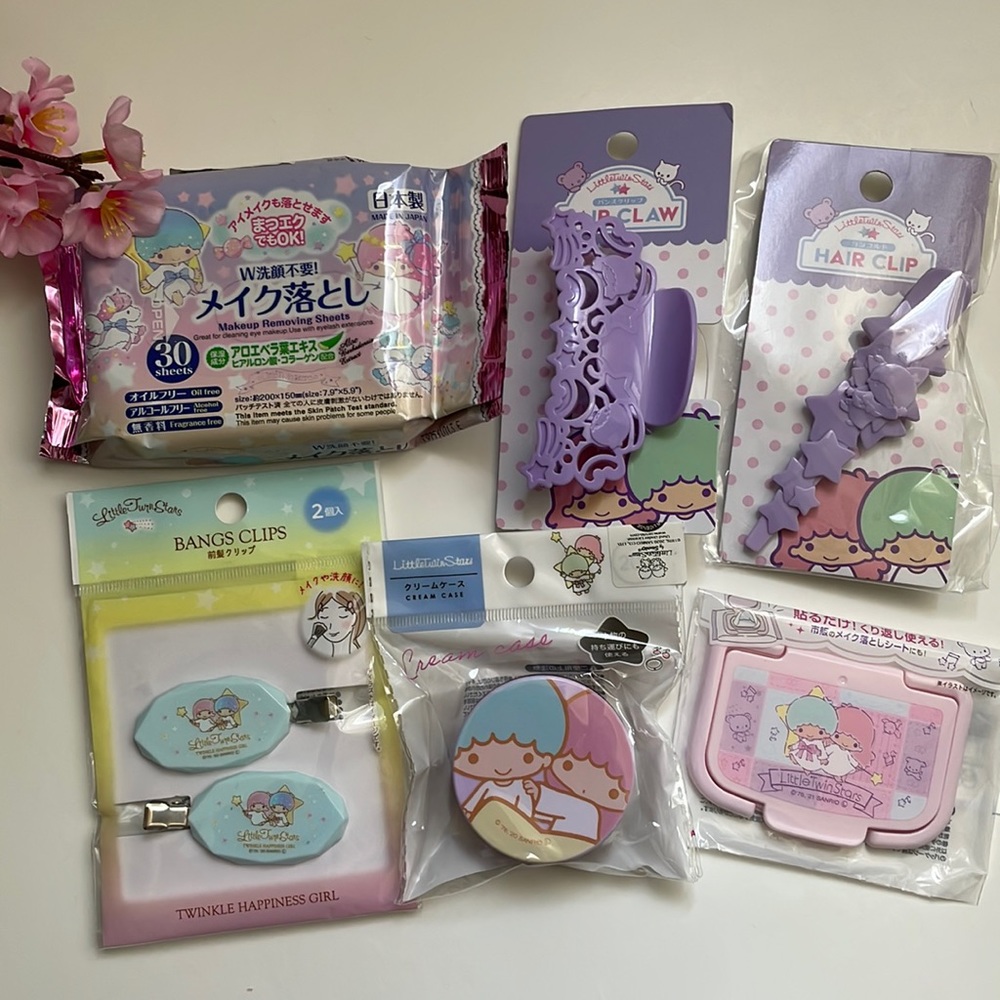 Sanrio Japan Little Twin Stars bath beauty hair makeup cosmetics travel set 6